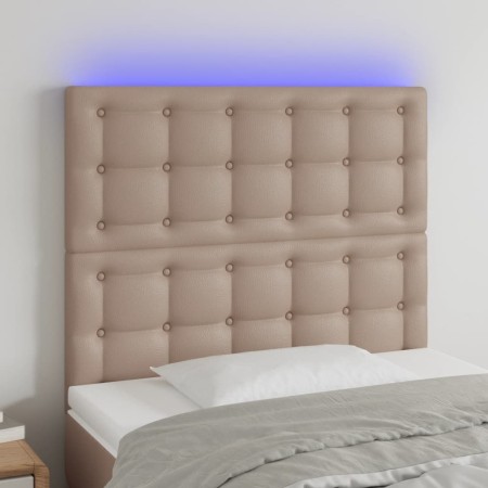 Cabecero con luces LED cuero sintético capuchino 80x5x118/128cm de , Cabeceros y pies de cama - Ref: Foro24-3122501, Precio: ...