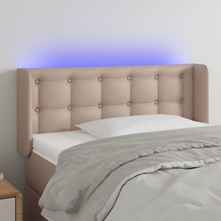 Cabecero con LED cuero sintético color capuchino 93x16x78/88 cm de , Cabeceros y pies de cama - Ref: Foro24-3123319, Precio: ...