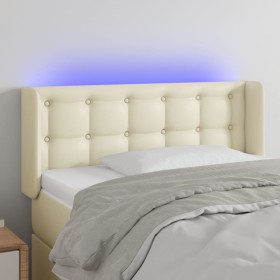 Cabecero con LED cuero sintético crema 83x16x78/88 cm de , Cabeceros y pies de cama - Ref: Foro24-3123310, Precio: 51,99 €, D...