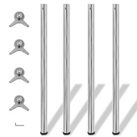 4 adjustable table legs with heights of 1100 mm in chrome color by vidaXL, Table legs - Ref: Foro24-242135, Price: 63,14 €, D...