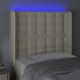 Cabecero con LED cuero sintético color crema 83x16x118/128 cm de , Cabeceros y pies de cama - Ref: Foro24-3124122, Precio: 82...