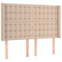 Headboard with LED cappuccino synthetic leather 147x16x118/128cm by , Headboards and footboards - Ref: Foro24-3124143, Price:...