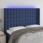 Blue fabric headboard with LED 147x16x118/128 cm by , Headboards and footboards - Ref: Foro24-3124486, Price: 135,39 €, Disco...