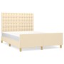 Estructura de cama con cabecero de tela color crema 140x190 cm de , Camas y somieres - Ref: Foro24-3125378, Precio: 229,36 €,...