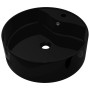 Lavabo de cerámica con agujero para grifo/desagüe negro redondo de vidaXL, Lavabos - Ref: Foro24-141939, Precio: 64,19 €, Des...