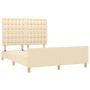 Bed frame with cream fabric headboard 140x200 cm by , Beds and slatted bases - Ref: Foro24-3125386, Price: 227,40 €, Discount: %