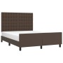 Estructura de cama cabecero cuero sintético marrón 140x190 cm de , Camas y somieres - Ref: Foro24-3125570, Precio: 237,83 €, ...