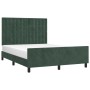 Dark green velvet bed frame with headboard 140x190 cm by , Beds and slatted bases - Ref: Foro24-3125998, Price: 234,66 €, Dis...