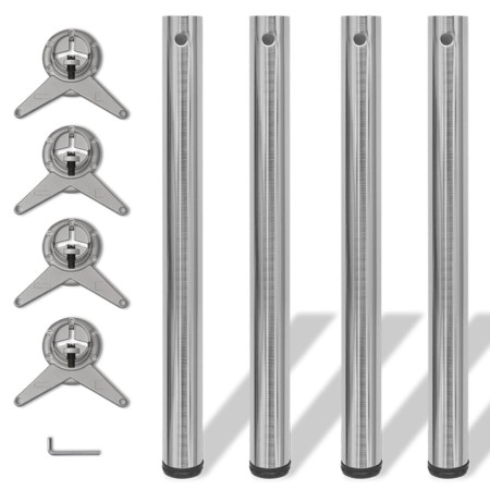 4 height-adjustable table legs 710 mm polished nickel color by vidaXL, Table legs - Ref: Foro24-242136, Price: 55,81 €, Disco...