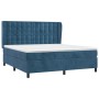 Cama box spring con colchón terciopelo azul oscuro 160x200 cm de , Camas y somieres - Ref: Foro24-3129463, Precio: 587,33 €, ...