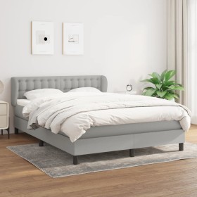 Box spring bed with light gray fabric mattress 140x200 cm by , Beds and slatted bases - Ref: Foro24-3126565, Price: 433,75 €,...