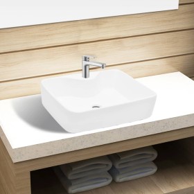 Square ceramic sink faucet hole and white drain by vidaXL, Sinks - Ref: Foro24-141936, Price: 57,56 €, Discount: %