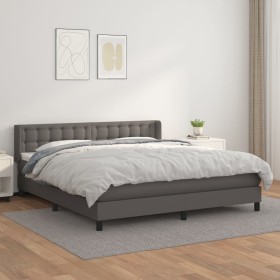 Cama box spring con colchón cuero sintético gris 160x200 cm de , Camas y somieres - Ref: Foro24-3130791, Precio: 521,99 €, De...