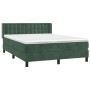 Cama box spring con colchón terciopelo verde oscuro 140x200 cm de , Camas y somieres - Ref: Foro24-3131204, Precio: 420,99 €,...