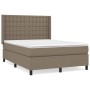 Box spring bed with taupe gray fabric mattress 140x200 cm by , Beds and slatted bases - Ref: Foro24-3131757, Price: 578,78 €,...