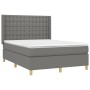 Box spring bed with dark gray fabric mattress 140x200 cm by , Beds and slatted bases - Ref: Foro24-3132314, Price: 505,28 €, ...