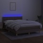 Box spring bed with mattress and LED lights taupe gray fabric 140x190 cm by , Beds and slatted bases - Ref: Foro24-3134033, P...