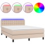 Cama box spring colchón LED cuero sintético capuchino 140x200cm de , Camas y somieres - Ref: Foro24-3134230, Precio: 494,85 €...