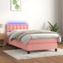 Box spring bed with mattress and LED pink velvet 90x200 cm by , Beds and slatted bases - Ref: Foro24-3134626, Price: 328,21 €...