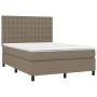 Box spring bed with mattress and LED lights taupe gray fabric 140x190 cm by , Beds and slatted bases - Ref: Foro24-3135193, P...