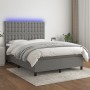 Box spring bed mattress and LED lights dark gray fabric 140x200 cm by , Beds and slatted bases - Ref: Foro24-3135198, Price: ...