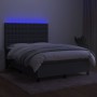 Box spring bed mattress and LED lights dark gray fabric 140x200 cm by , Beds and slatted bases - Ref: Foro24-3135198, Price: ...