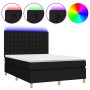 Box spring bed mattress and LED lights black fabric 140x200 cm by , Beds and slatted bases - Ref: Foro24-3135759, Price: 529,...