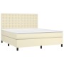 Box spring bed with mattress and LED cream synthetic leather 160x200 cm by , Beds and slatted bases - Ref: Foro24-3135953, Pr...