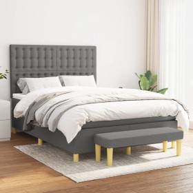 Cama box spring con colchón tela gris oscuro 140x190 cm de , Camas y somieres - Ref: Foro24-3137470, Precio: 546,22 €, Descue...