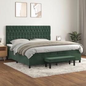 Cama box spring con colchón terciopelo verde oscuro 200x200 cm de , Camas y somieres - Ref: Foro24-3138046, Precio: 772,78 €,...