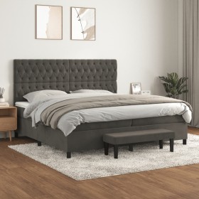 Box spring bed with dark gray velvet mattress 200x200 cm by , Beds and slatted bases - Ref: Foro24-3138044, Price: 746,82 €, ...