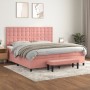 Box spring bed with pink velvet mattress 200x200 cm by , Beds and slatted bases - Ref: Foro24-3138108, Price: 680,38 €, Disco...