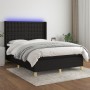 Box spring bed mattress and LED lights black fabric 140x190 cm by , Beds and slatted bases - Ref: Foro24-3139191, Price: 536,...