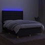 Box spring bed mattress and LED lights black fabric 140x190 cm by , Beds and slatted bases - Ref: Foro24-3139191, Price: 536,...