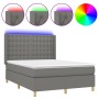 Boxspringbettmatratze und LED-Leuchten dunkelgrauer Stoff 140x200 cm von , Betten und Lattenroste - Ref: Foro24-3139198, Prei...