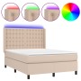 Cama box spring colchón LED cuero sintético capuchino 140x200cm de , Camas y somieres - Ref: Foro24-3139390, Precio: 573,88 €...