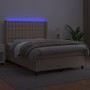 Box spring bed LED mattress cappuccino synthetic leather 140x200cm by , Beds and slatted bases - Ref: Foro24-3139390, Price: ...