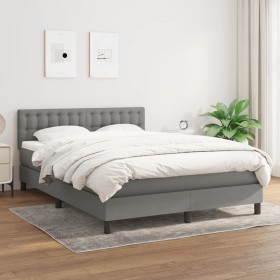 Cama box spring con colchón tela gris oscuro 140x190 cm de , Camas y somieres - Ref: Foro24-3140370, Precio: 453,22 €, Descue...