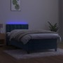 Cama box spring colchón y LED terciopelo azul oscuro 80x200 cm de , Camas y somieres - Ref: Foro24-3134613, Precio: 286,42 €,...