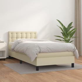 Cama box spring con colchón cuero sintético crema 80x200 cm de , Camas y somieres - Ref: Foro24-3141091, Precio: 291,99 €, De...