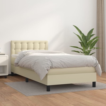 Box spring bed with cream synthetic leather mattress 80x200 cm by , Beds and slatted bases - Ref: Foro24-3141091, Price: 291,...