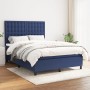 Box spring bed with blue fabric mattress 140x200 cm by , Beds and slatted bases - Ref: Foro24-3142103, Price: 529,68 €, Disco...