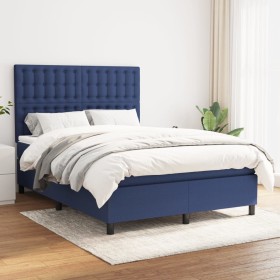 Boxspringbett mit blauer Stoffmatratze 140x200 cm von , Betten und Lattenroste - Ref: Foro24-3142103, Preis: 529,68 €, Rabatt: %