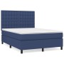 Box spring bed with blue fabric mattress 140x200 cm by , Beds and slatted bases - Ref: Foro24-3142103, Price: 529,68 €, Disco...