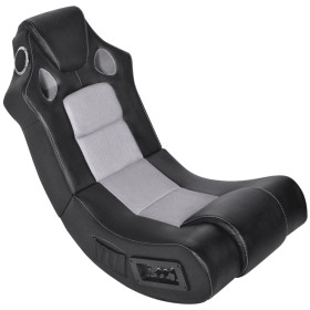 Mecedora con música de cuero sintético negro y gris de vidaXL, Sillones para videojuegos - Ref: Foro24-241960, Precio: 184,42...