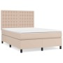 Box spring bed with cappuccino synthetic leather mattress 140x200cm by , Beds and slatted bases - Ref: Foro24-3142850, Price:...