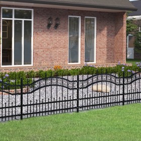 Garden fence with black coated steel spearhead 115cm by , fence panels - Ref: Foro24-151084, Price: 162,84 €, Discount: %