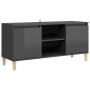 Mueble de TV patas madera pino gris con brillo 103,5x35x50 cm de , Muebles TV - Ref: Foro24-805967, Precio: 62,99 €, Descuent...