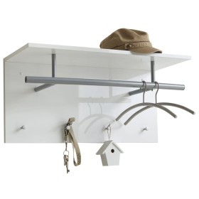 FMD Glossy white wall coat rack 72x29.3x34.5 cm by , Hat and coat racks - Ref: Foro24-447415, Price: 96,27 €, Discount: %