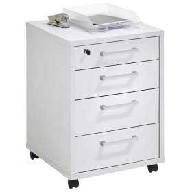 FMD Chest of drawers with wheels white 48x49.5x65.5 cm by , Filing cabinets - Ref: Foro24-447408, Price: 199,38 €, Discount: %